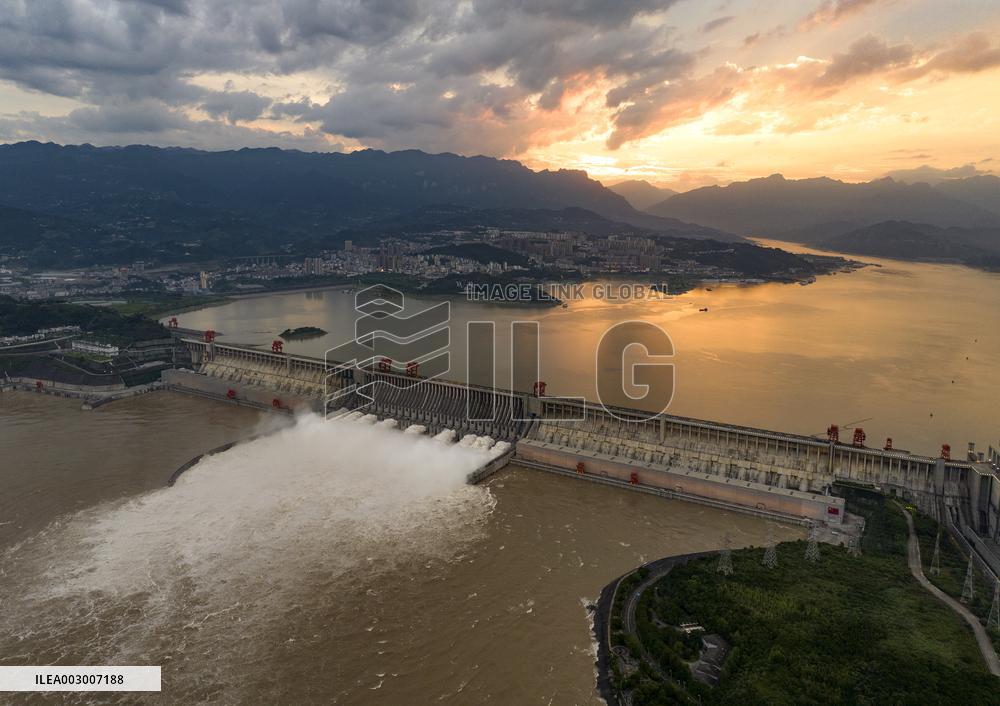 Three Gorges Dam Discharge Water in Yichang