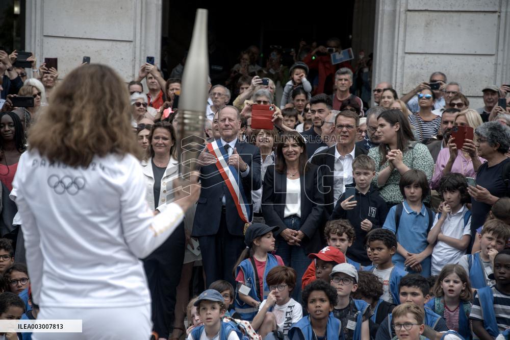 Paris 2024 - Olympic Torch Relay At Paris City Hall
