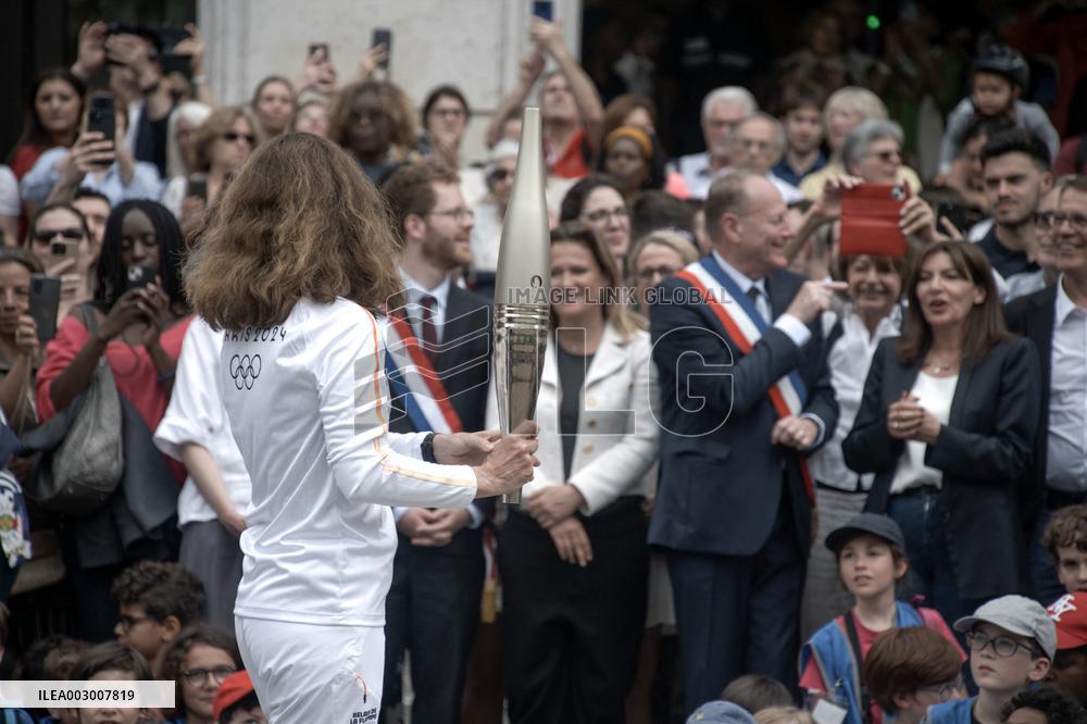 Paris 2024 - Olympic Torch Relay At Paris City Hall