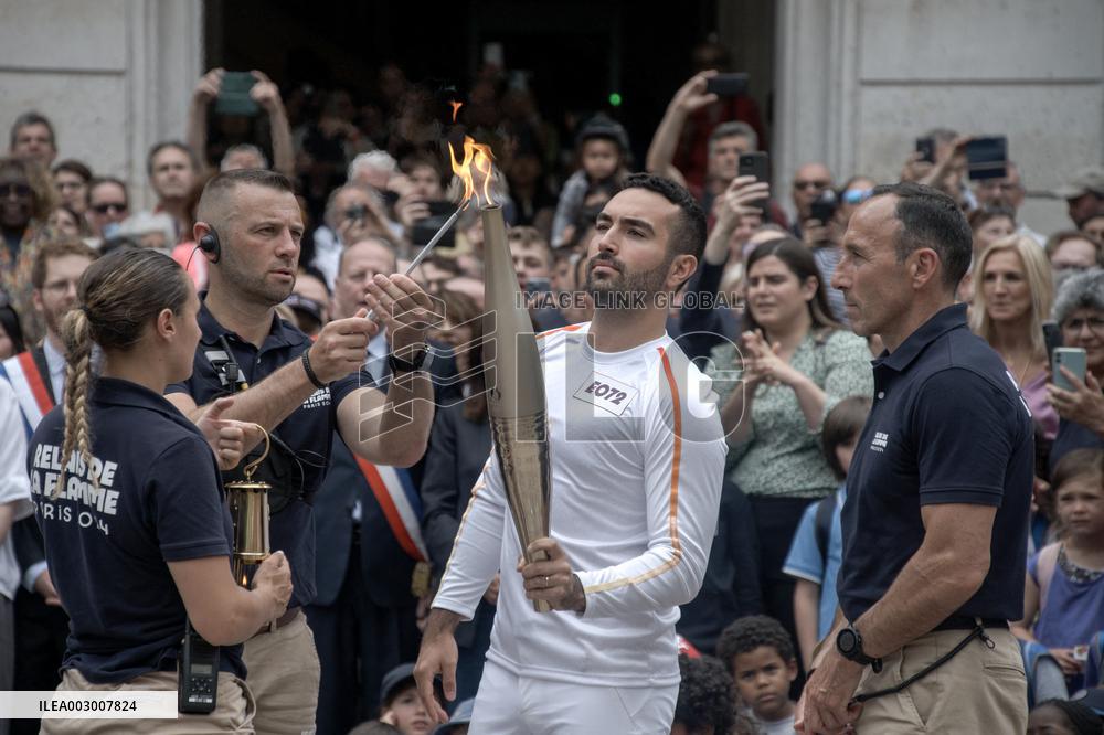 Paris 2024 - Olympic Torch Relay At Paris City Hall