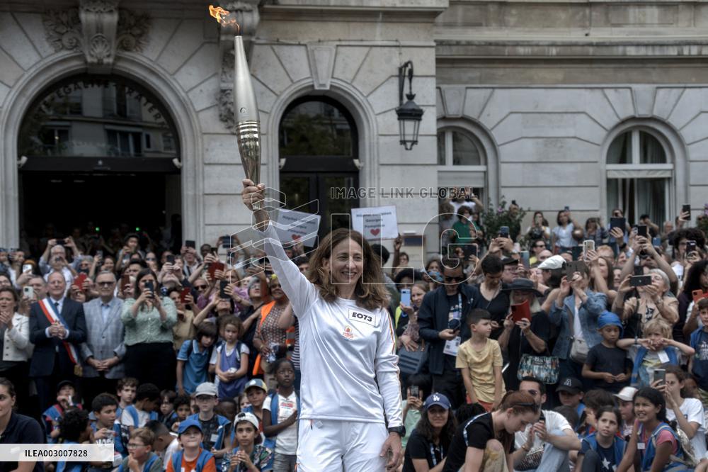 Paris 2024 - Olympic Torch Relay At Paris City Hall