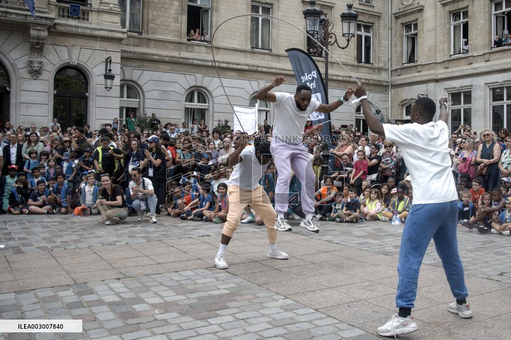 Paris 2024 - Olympic Torch Relay At Paris City Hall