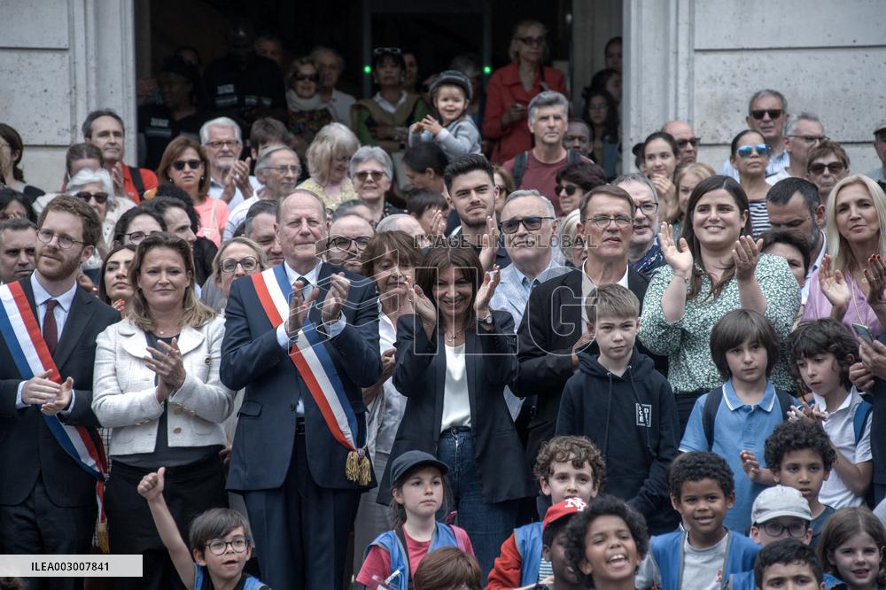 Paris 2024 - Olympic Torch Relay At Paris City Hall