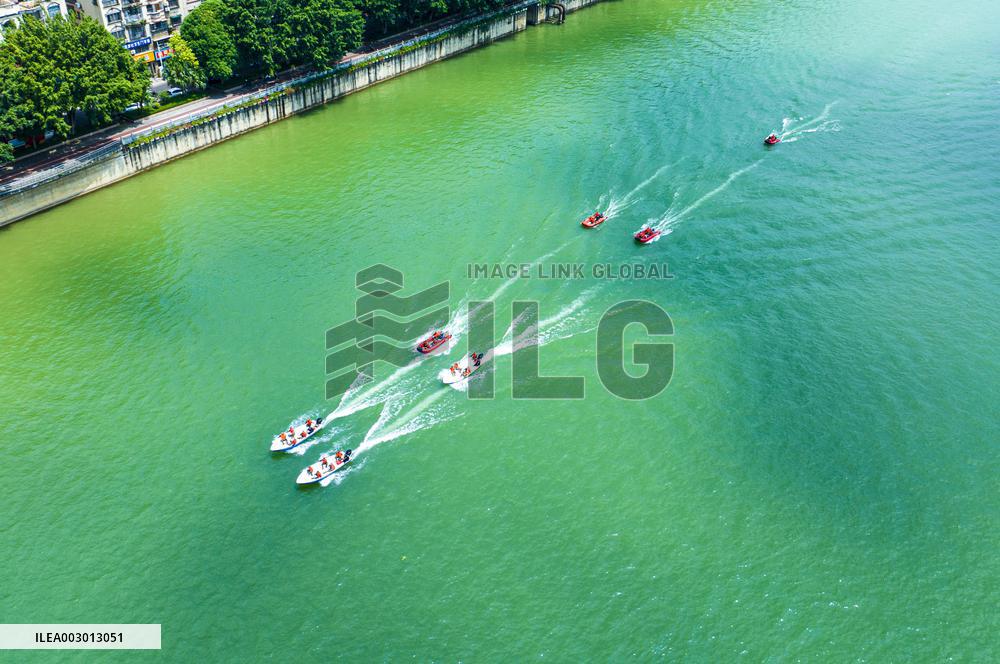 Flood Control And Rescue Drill in Baise