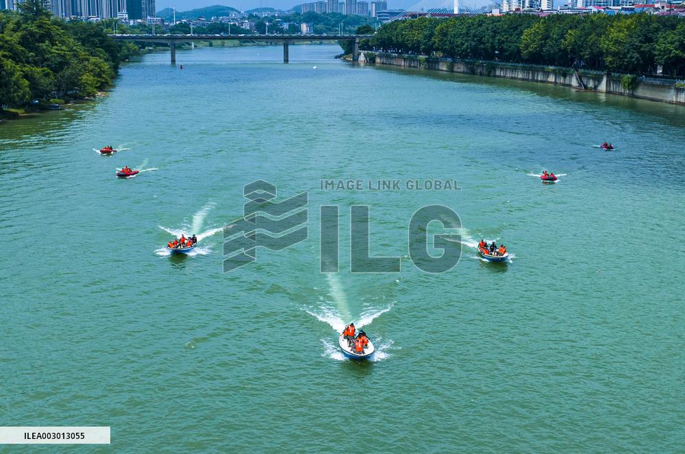 Flood Control And Rescue Drill in Baise