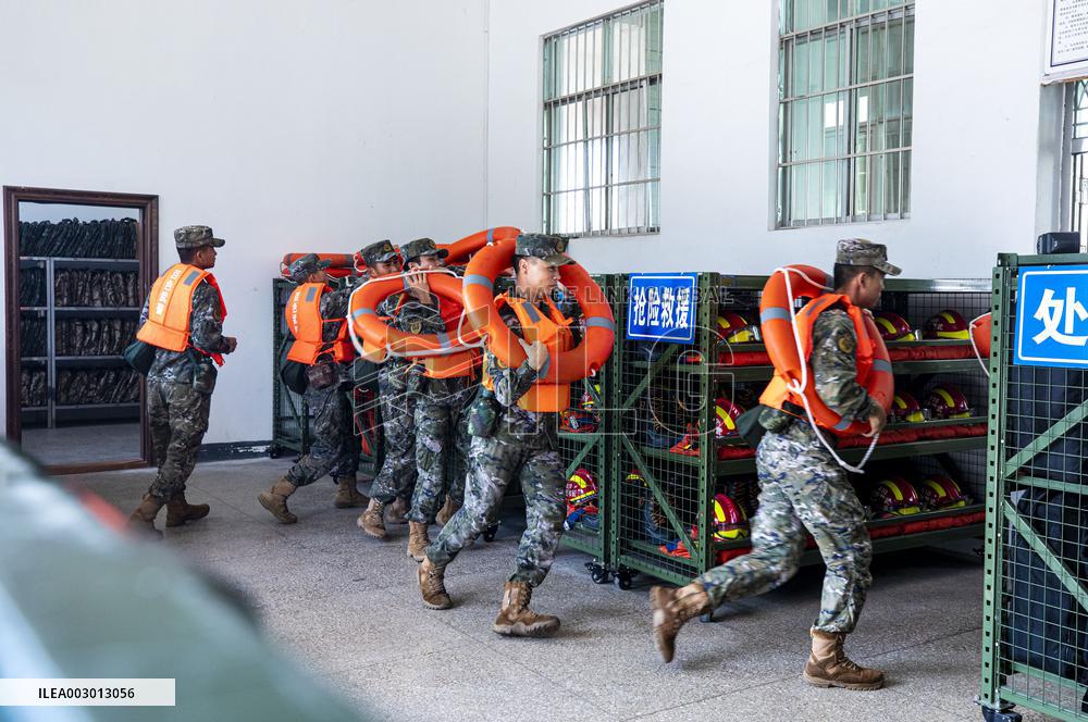 Flood Control And Rescue Drill in Baise
