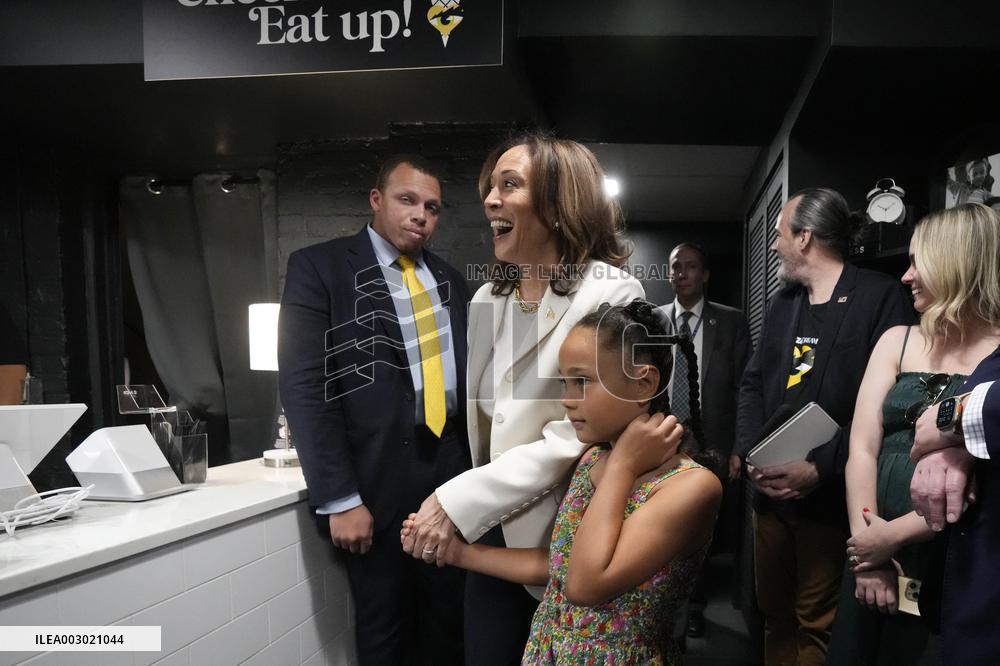 VP Harris Stops By Tyra Banks' Ice Cream Shop - Washington