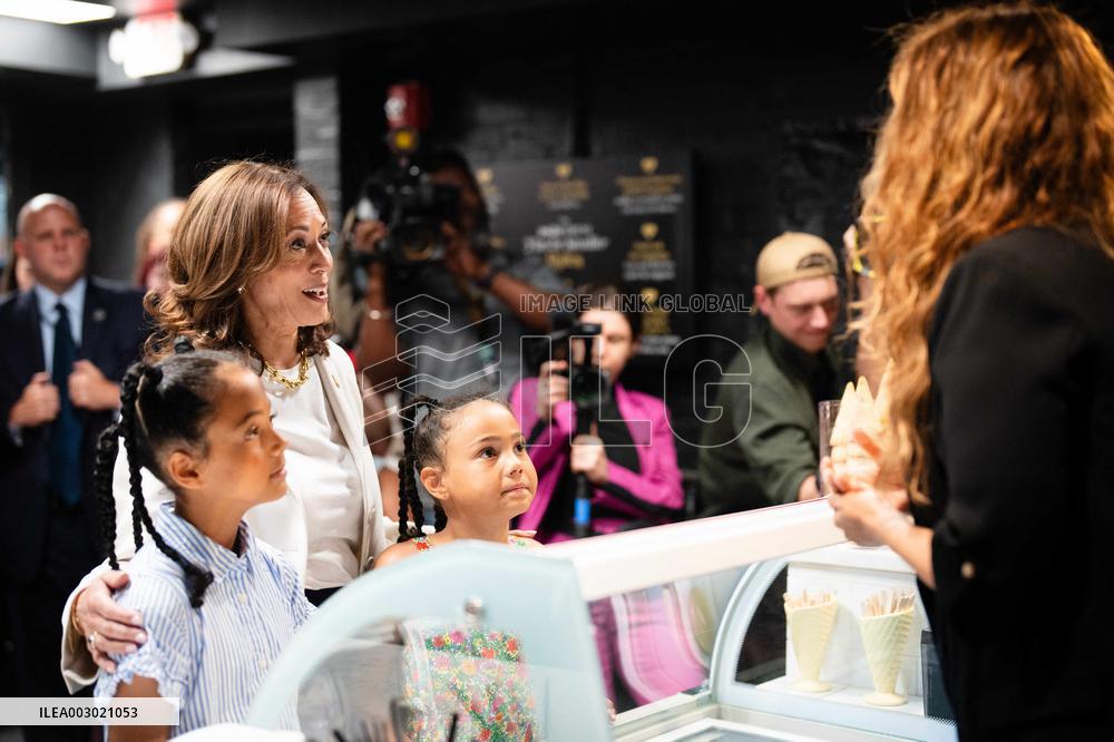VP Harris Stops By Tyra Banks' Ice Cream Shop - Washington