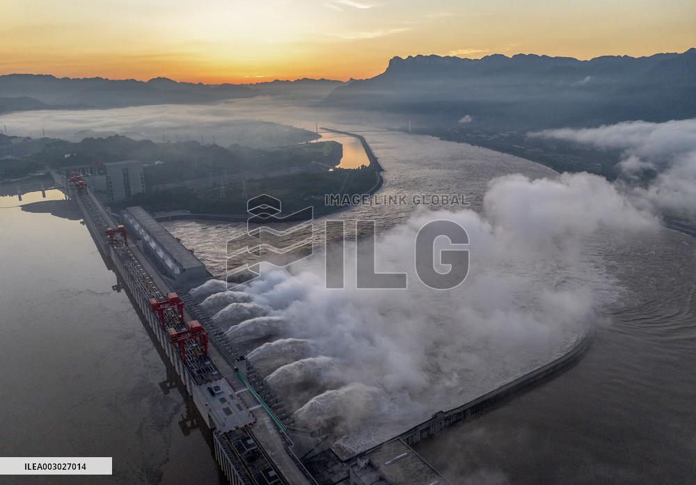 Three Gorges Dam Release Floodwater View