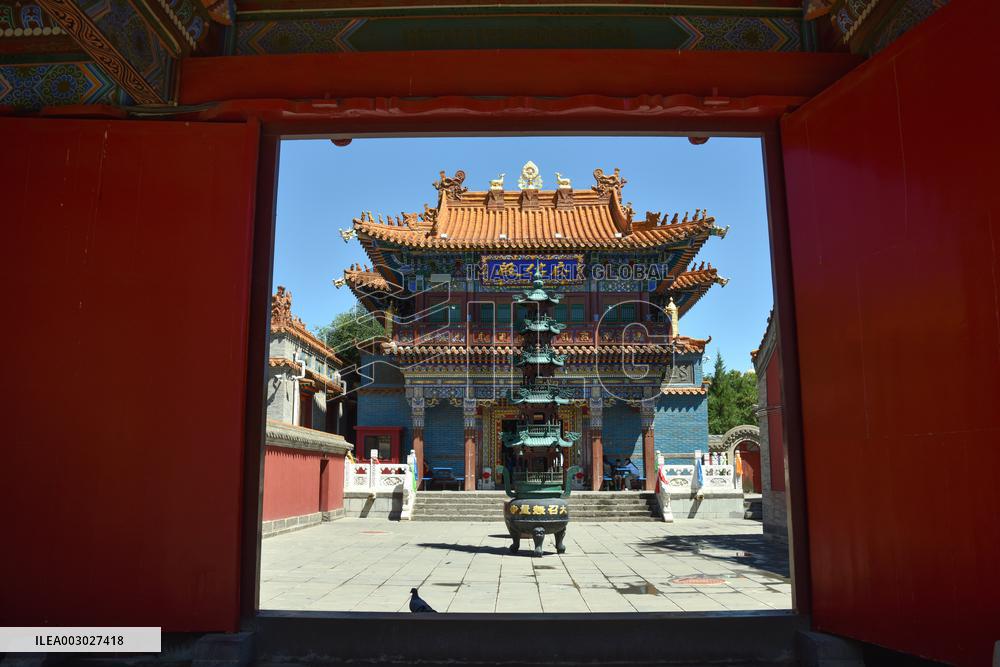 Tourists Visit Wuliang Temple in Hohhot