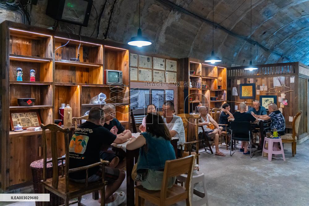 Residents at A Bomb Shelter to Cool Off in Chongqing