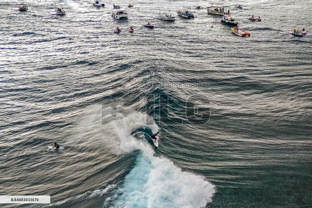 Paris 2024 - Surfing Training Session In Teahupo’