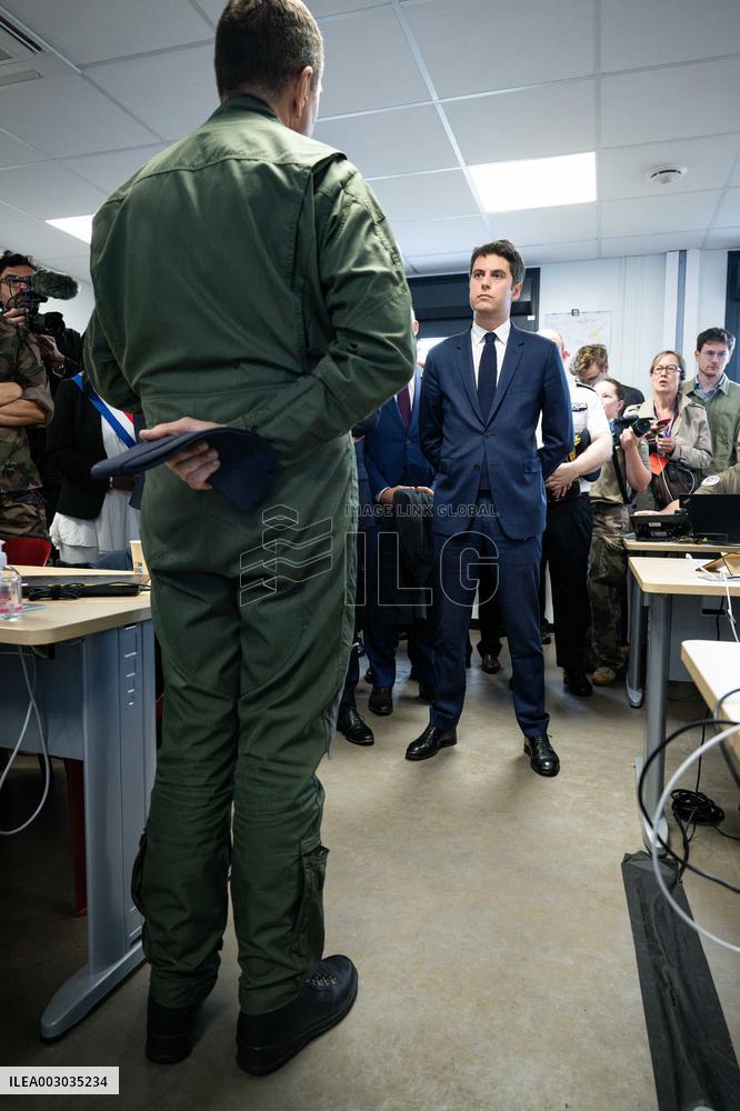 PM Attal Visits Air Base 107 - Velizy-Villacoublay