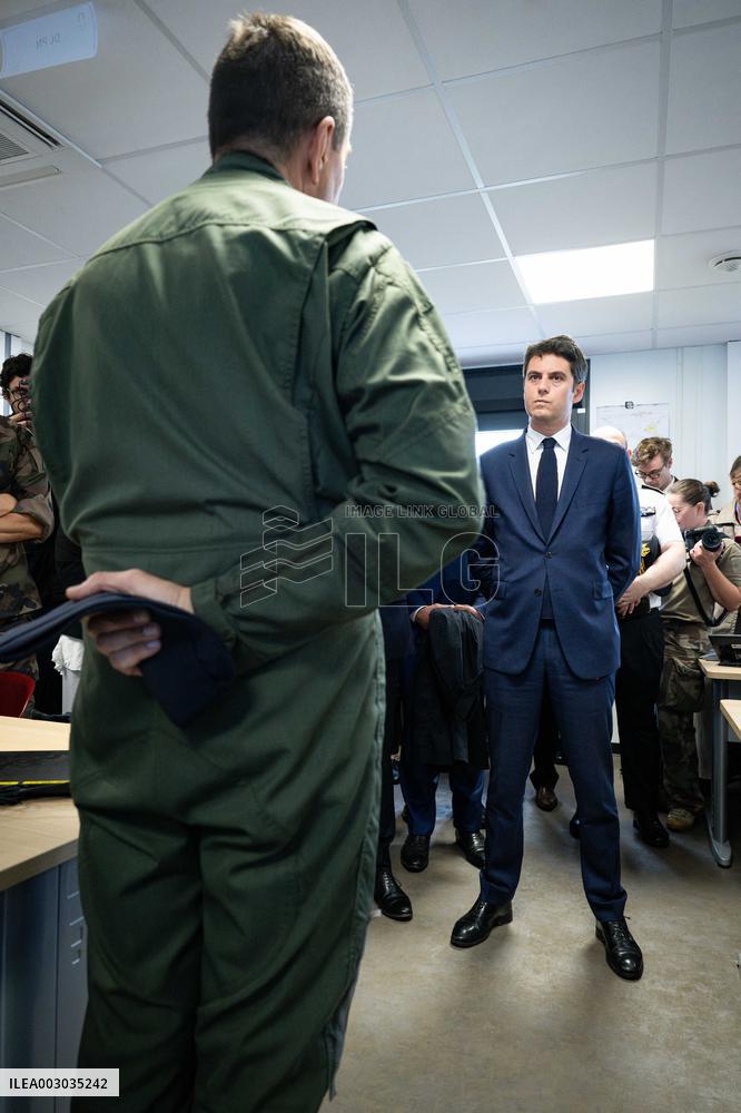 PM Attal Visits Air Base 107 - Velizy-Villacoublay