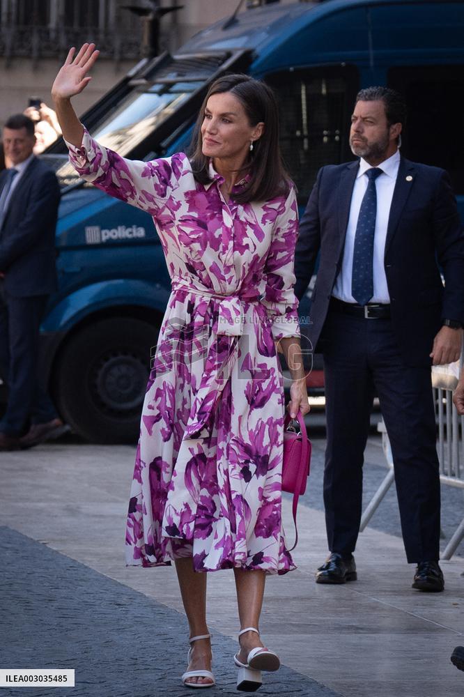 Queen Letizia Attends Cervantes Institute Directors Meeting - Barcelona