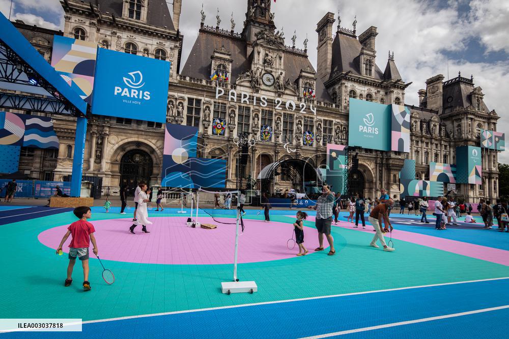La Terrasse Des Jeux In Front Of Hotel De Ville, In Paris