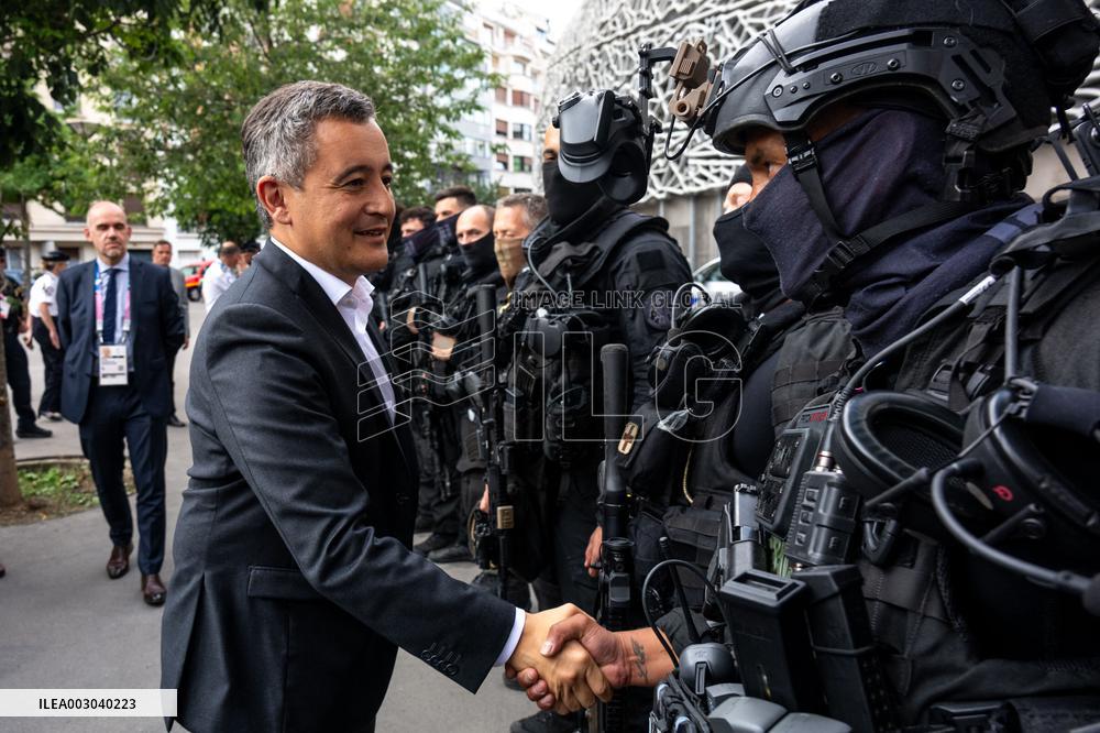 Paris 2024 - Darmanin Inspects Parc Des Princes' Security