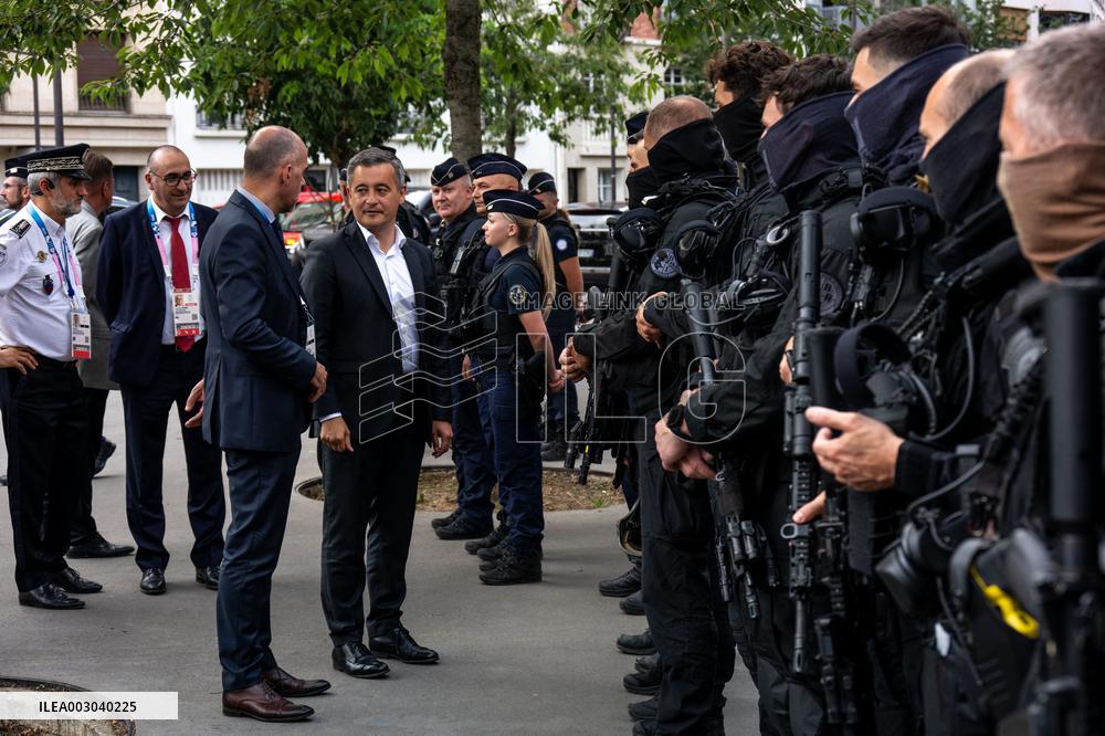 Paris 2024 - Darmanin Inspects Parc Des Princes' Security
