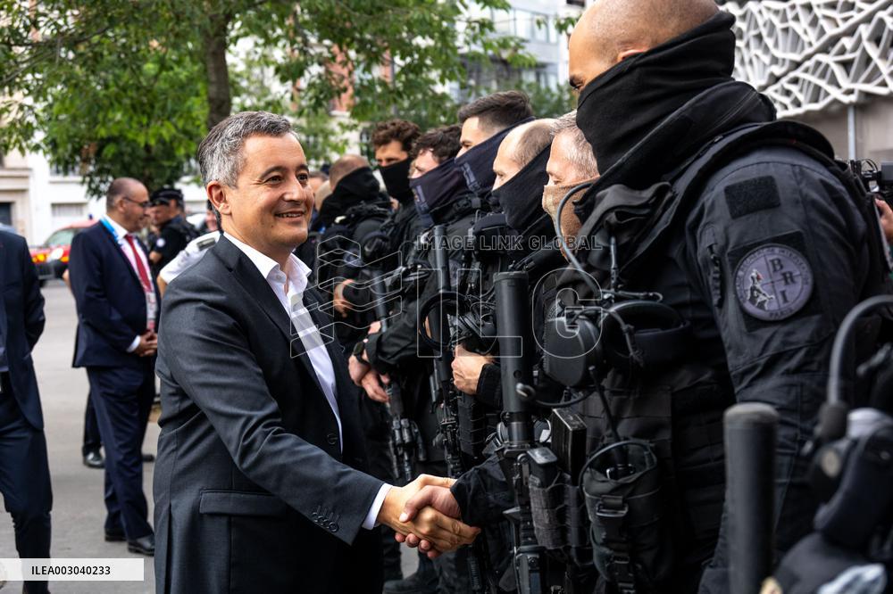 Paris 2024 - Darmanin Inspects Parc Des Princes' Security