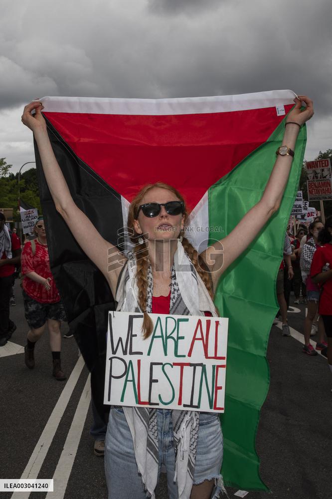 Thousands Protest As Netanyahu Addresses US Congress - Washington
