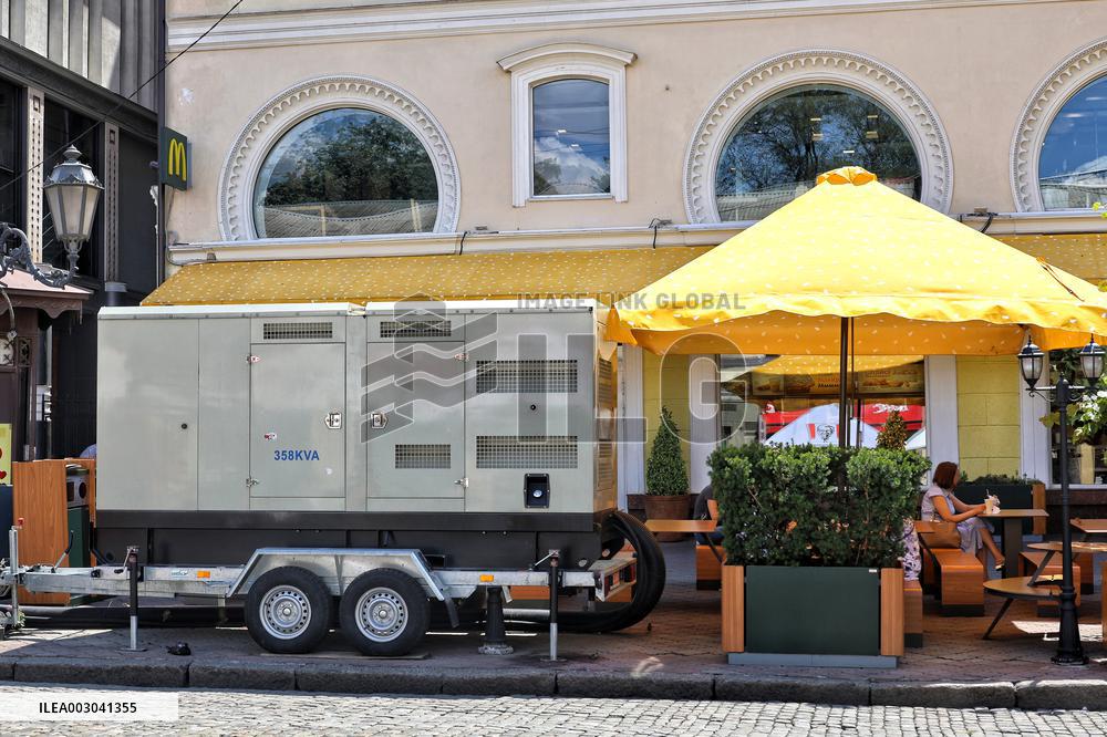 Diesel generators in Odesa streets