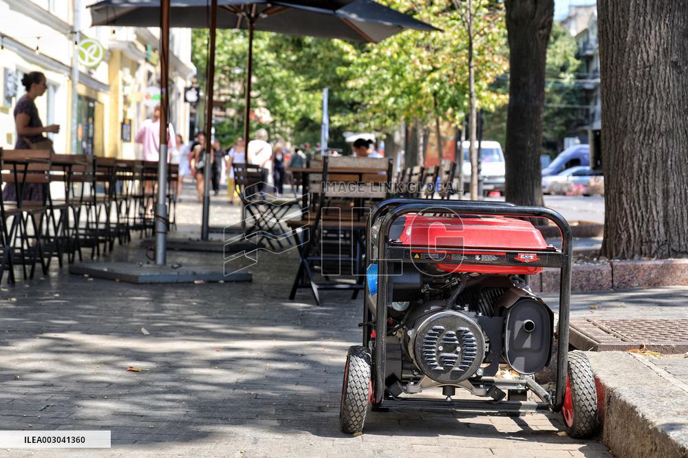 Diesel generators in Odesa streets