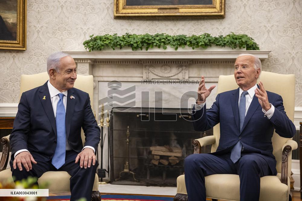 DC: US President Joe Biden meets with Israeli Prime Minister Bejamin Netanyahu at the White House