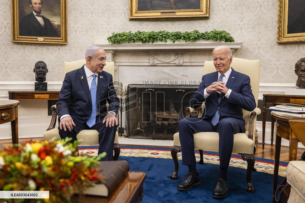 DC: US President Joe Biden meets with Israeli Prime Minister Bejamin Netanyahu at the White House