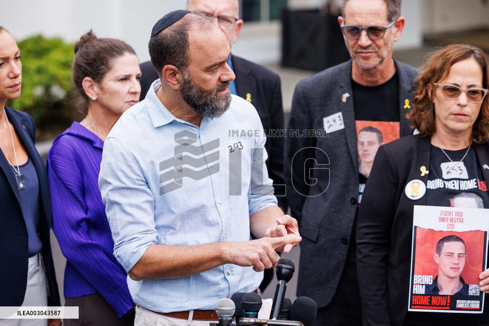 DC: Families of Americans held hostage by Hamas Speak to Press at White House
