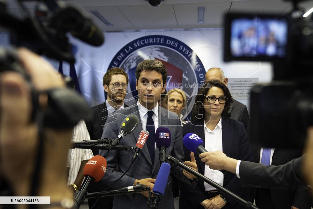 Paris 2024 - PM Attal Visits The ANSSI