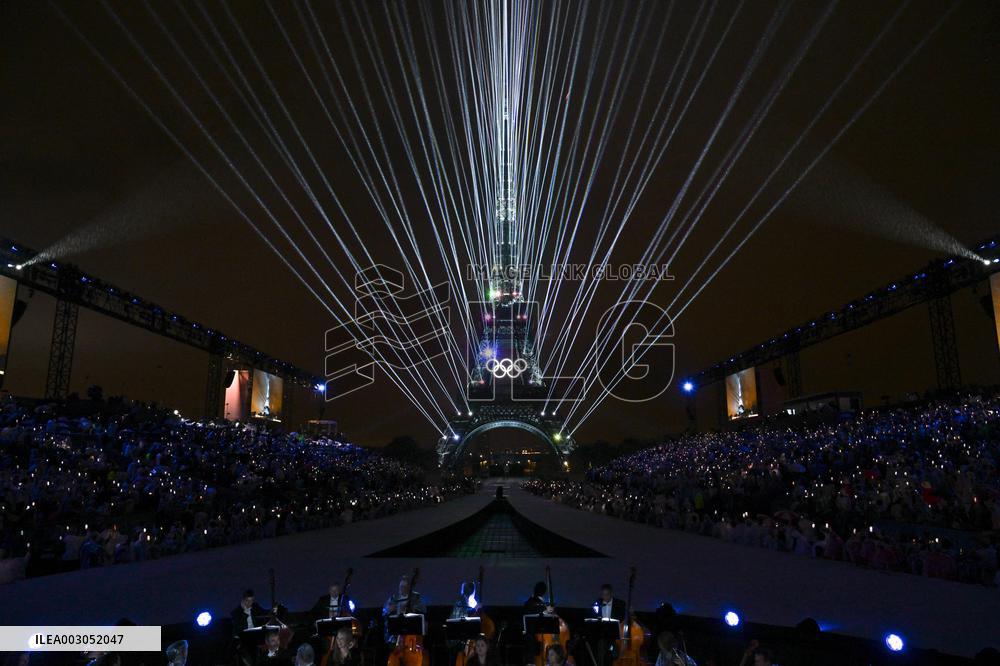 Paris 2024 - A Light Show Is Staged On The Eiffel Tower