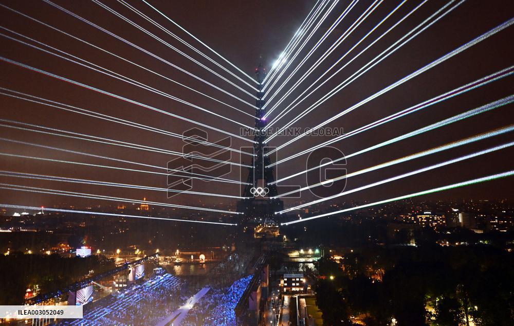 Paris 2024 - A Light Show Is Staged On The Eiffel Tower