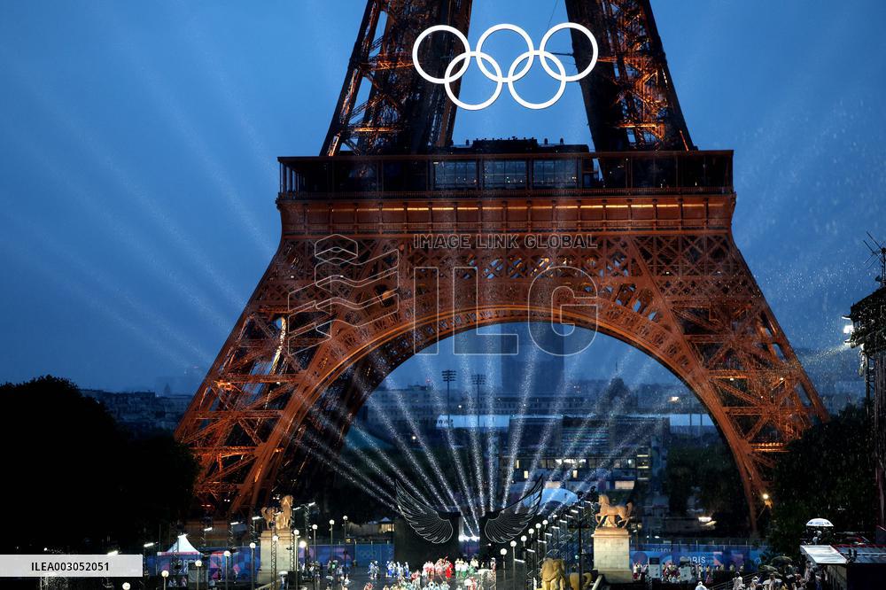 Paris 2024 - A Light Show Is Staged On The Eiffel Tower