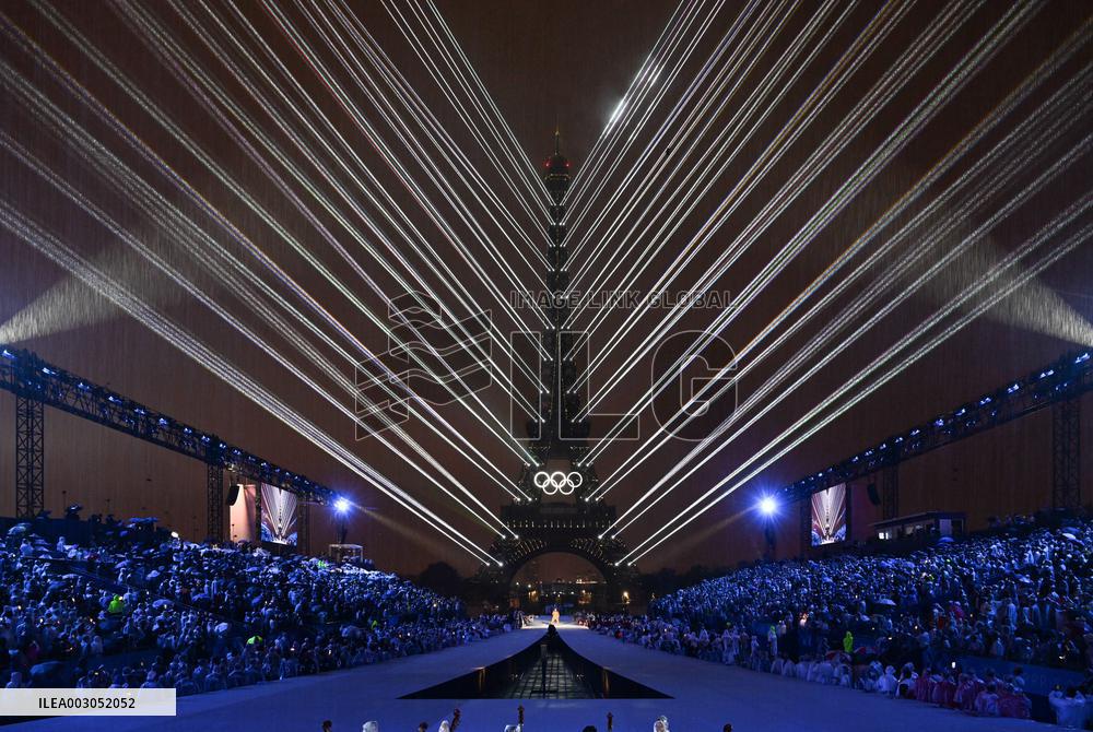 Paris 2024 - A Light Show Is Staged On The Eiffel Tower