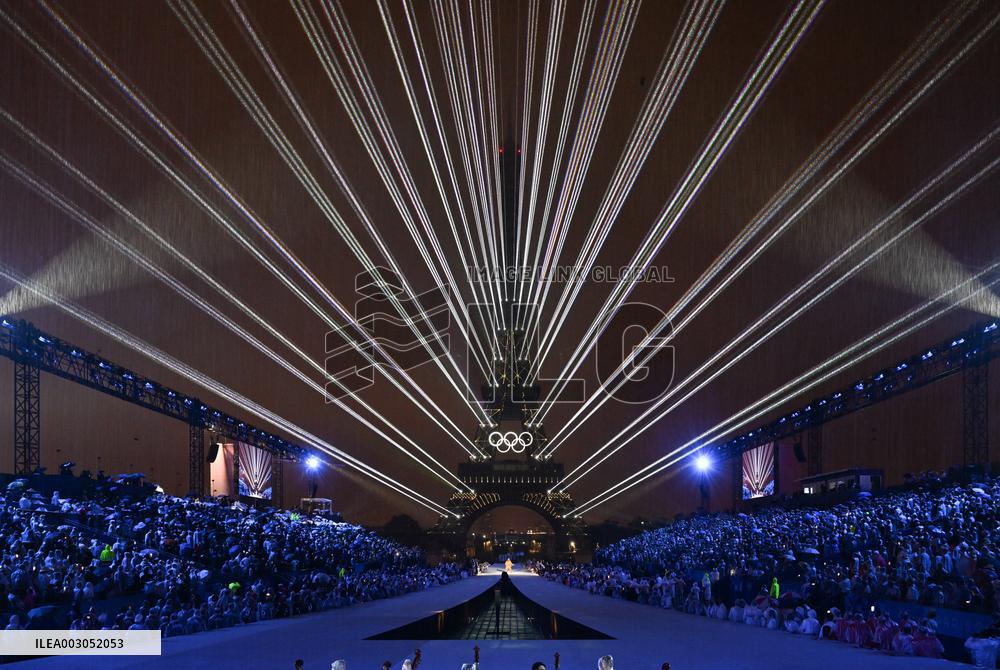 Paris 2024 - A Light Show Is Staged On The Eiffel Tower
