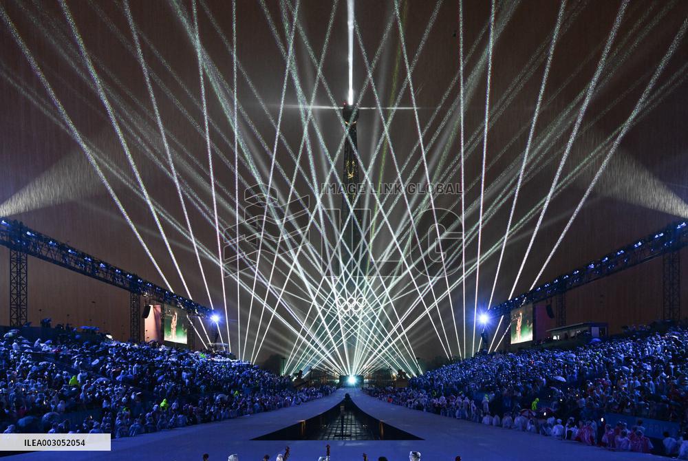 Paris 2024 - A Light Show Is Staged On The Eiffel Tower