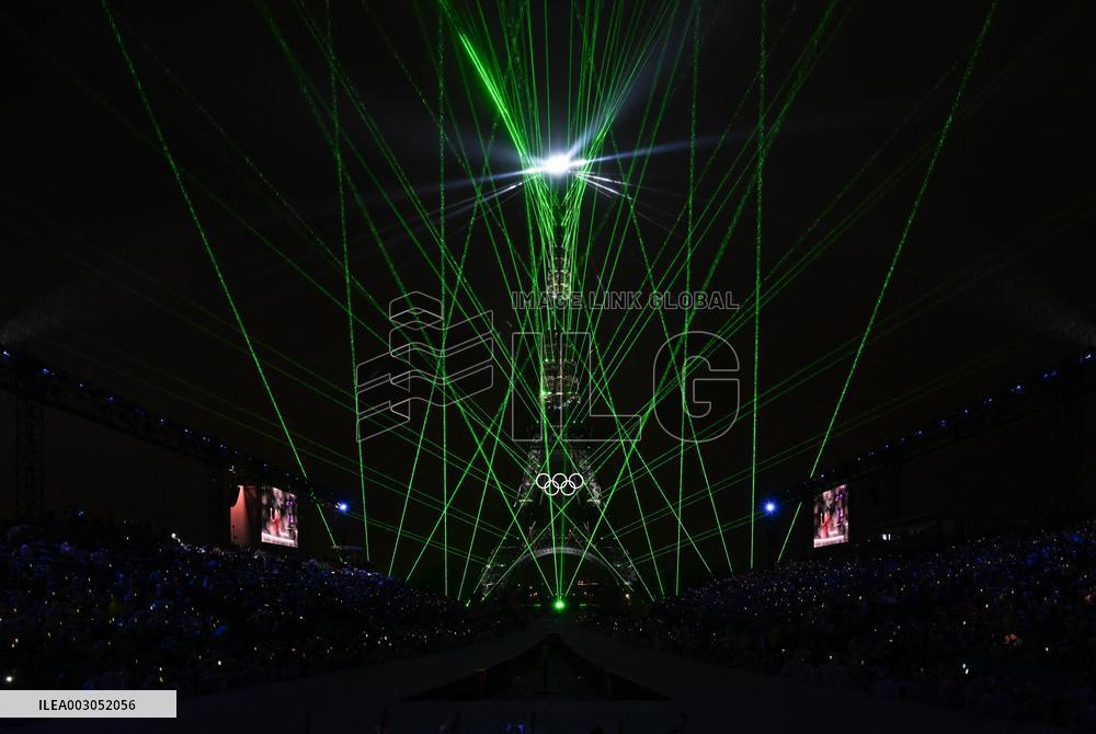 Paris 2024 - A Light Show Is Staged On The Eiffel Tower