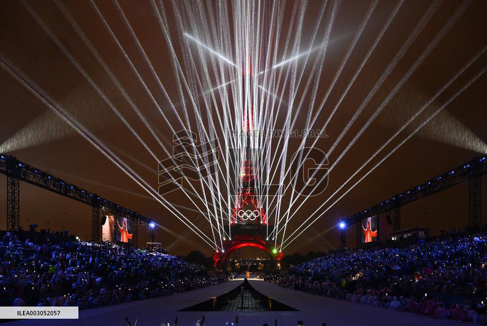 Paris 2024 - A Light Show Is Staged On The Eiffel Tower