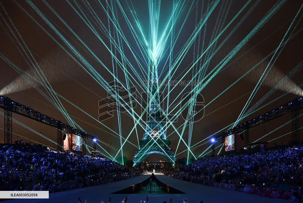 Paris 2024 - A Light Show Is Staged On The Eiffel Tower