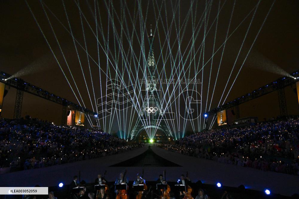 Paris 2024 - A Light Show Is Staged On The Eiffel Tower