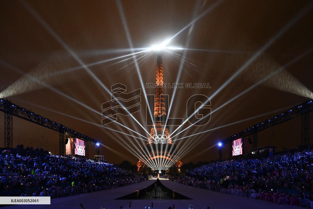 Paris 2024 - A Light Show Is Staged On The Eiffel Tower