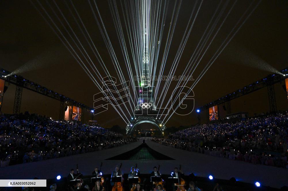 Paris 2024 - A Light Show Is Staged On The Eiffel Tower