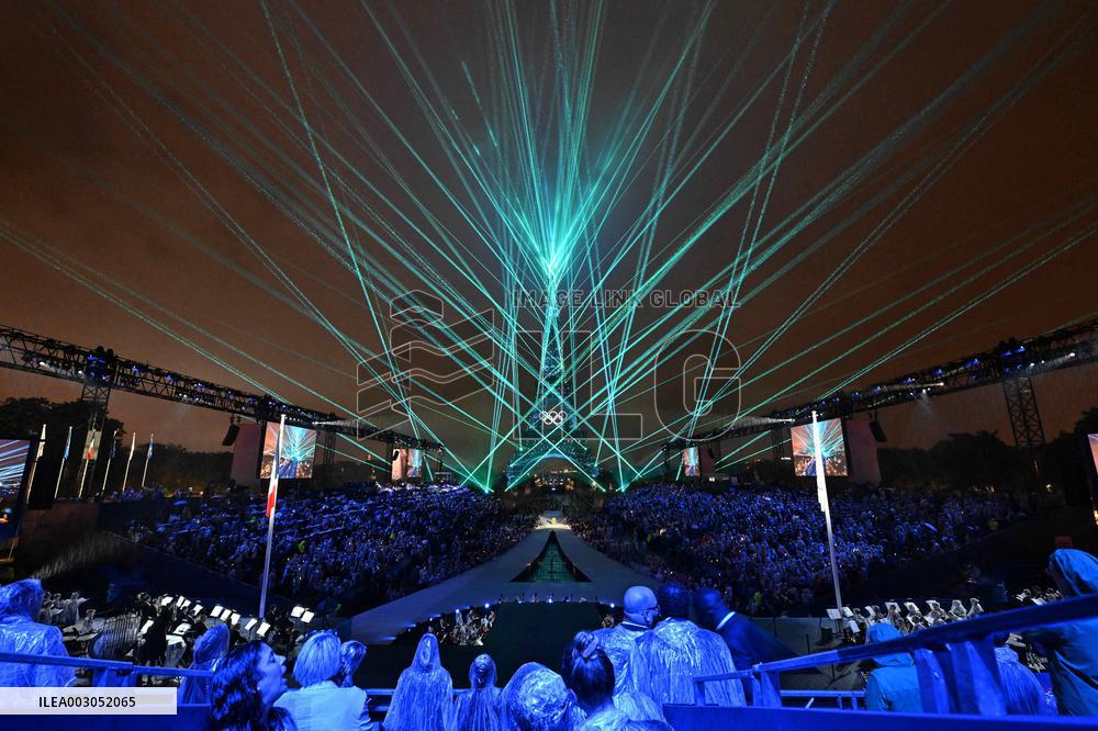 Paris 2024 - A Light Show Is Staged On The Eiffel Tower