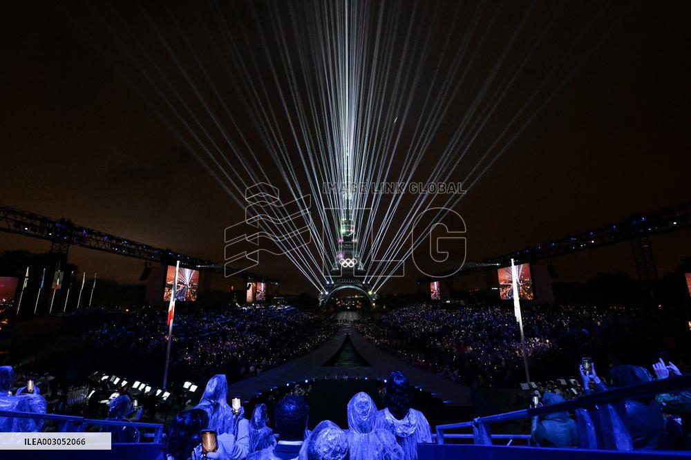 Paris 2024 - A Light Show Is Staged On The Eiffel Tower