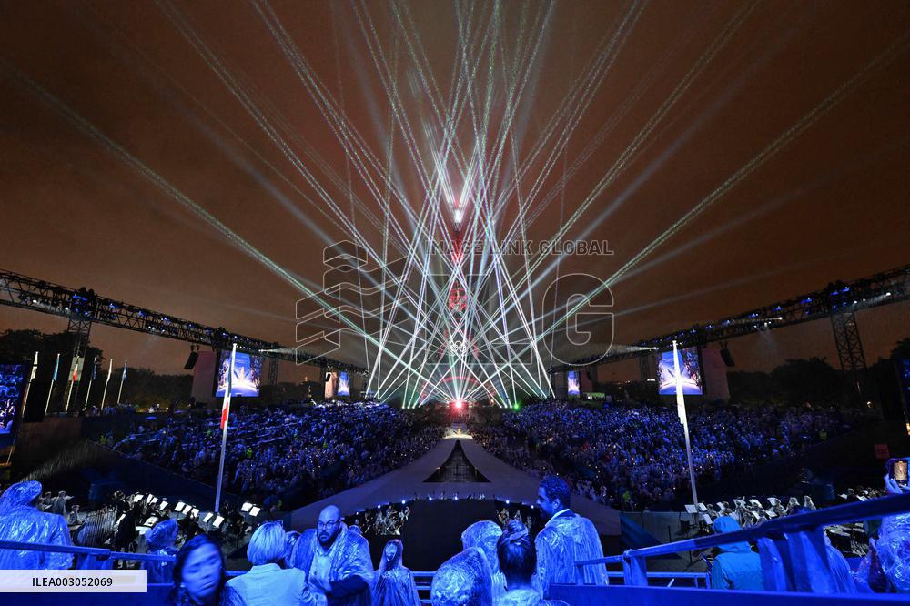Paris 2024 - A Light Show Is Staged On The Eiffel Tower