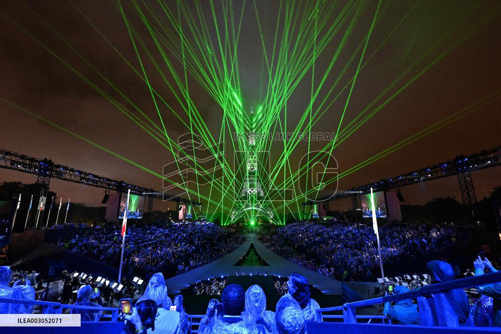 Paris 2024 - A Light Show Is Staged On The Eiffel Tower