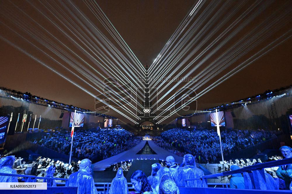 Paris 2024 - A Light Show Is Staged On The Eiffel Tower