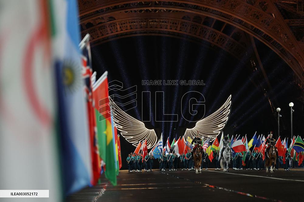 Paris 2024 - Olympic Flag Arrival At Trocadero