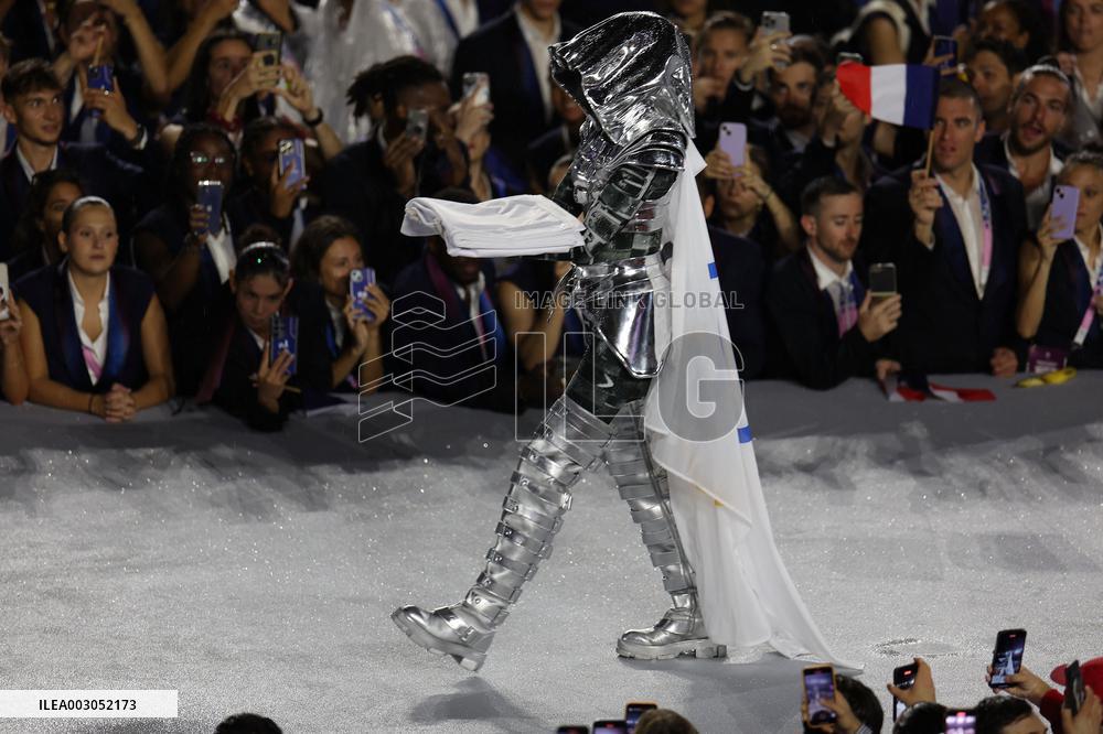 Paris 2024 - Olympic Flag Arrival At Trocadero