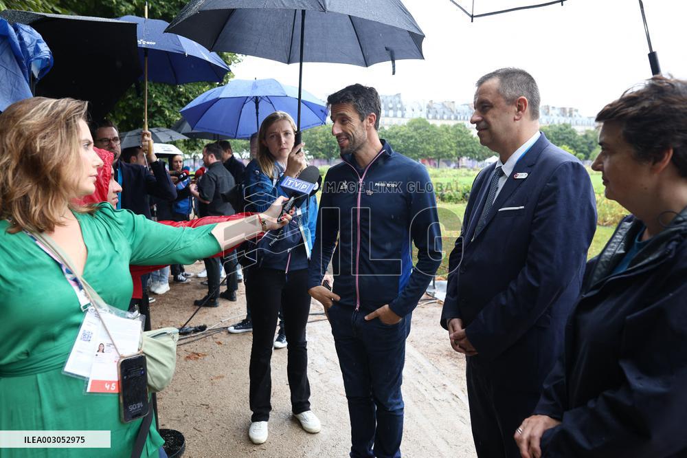 Paris 2024 - Olympic Chaudron Public Presentation At Tuileries Garden